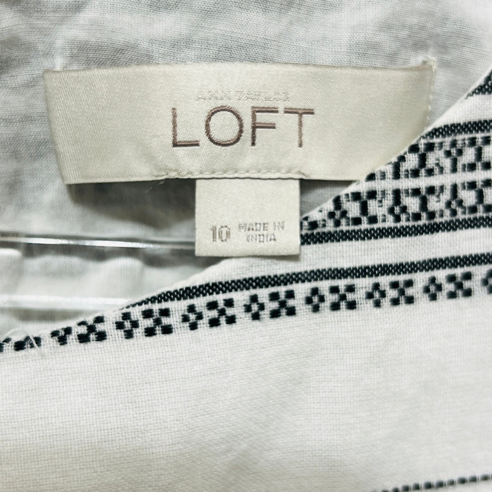 LOFT Womens Coastal Minimalist Fit Flare Dress Size 10 Striped Pockets - Picture 6 of 12
